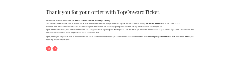 TopOnwardTicketの申し込み画面